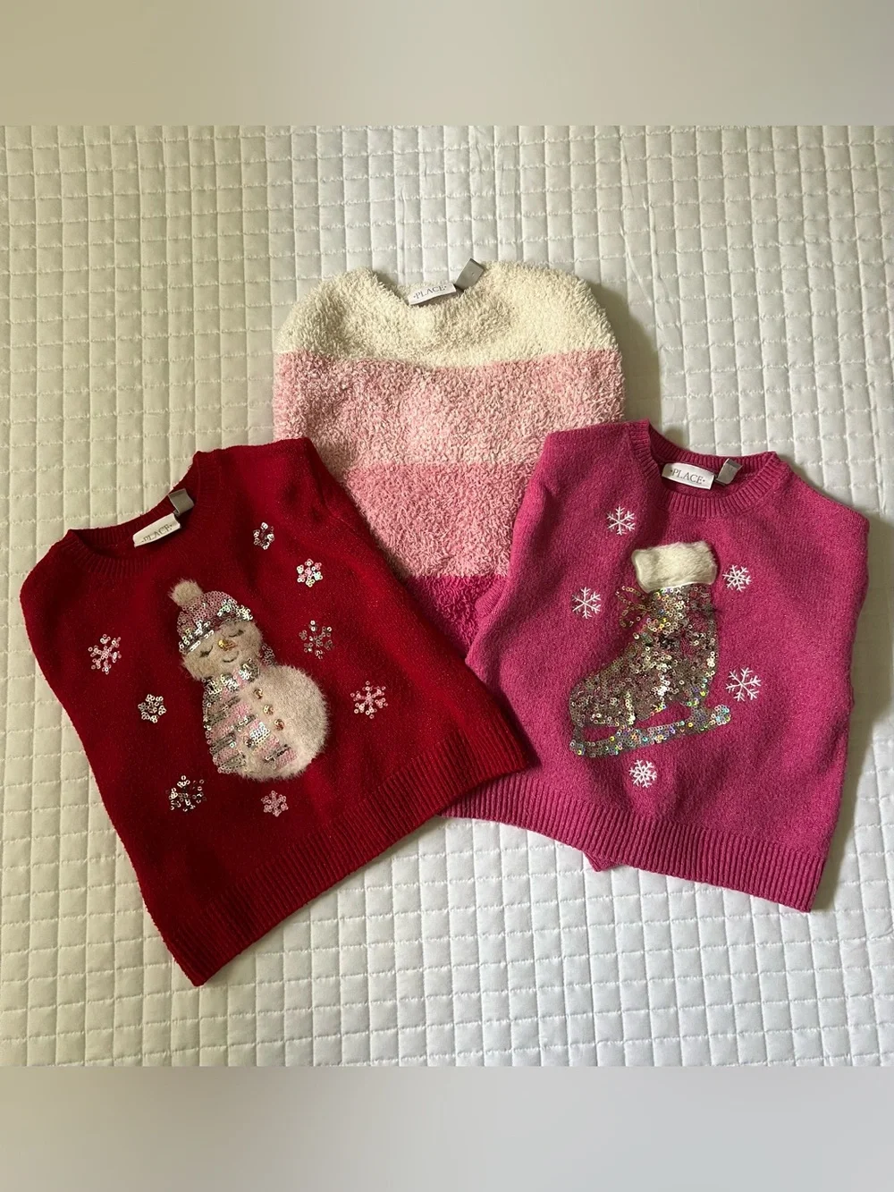 Place Girls Holiday Sweater Set - Red, Pink, Cream size 7-8